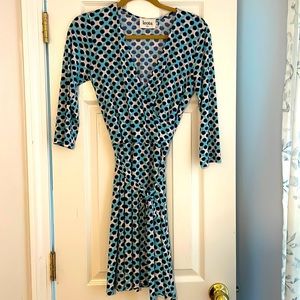 Beautiful Long Sleeve Belted Faux Wrap Dress